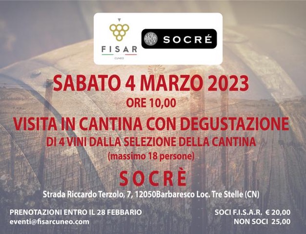 4/3 – Cantina Socrè, visita e degustazione