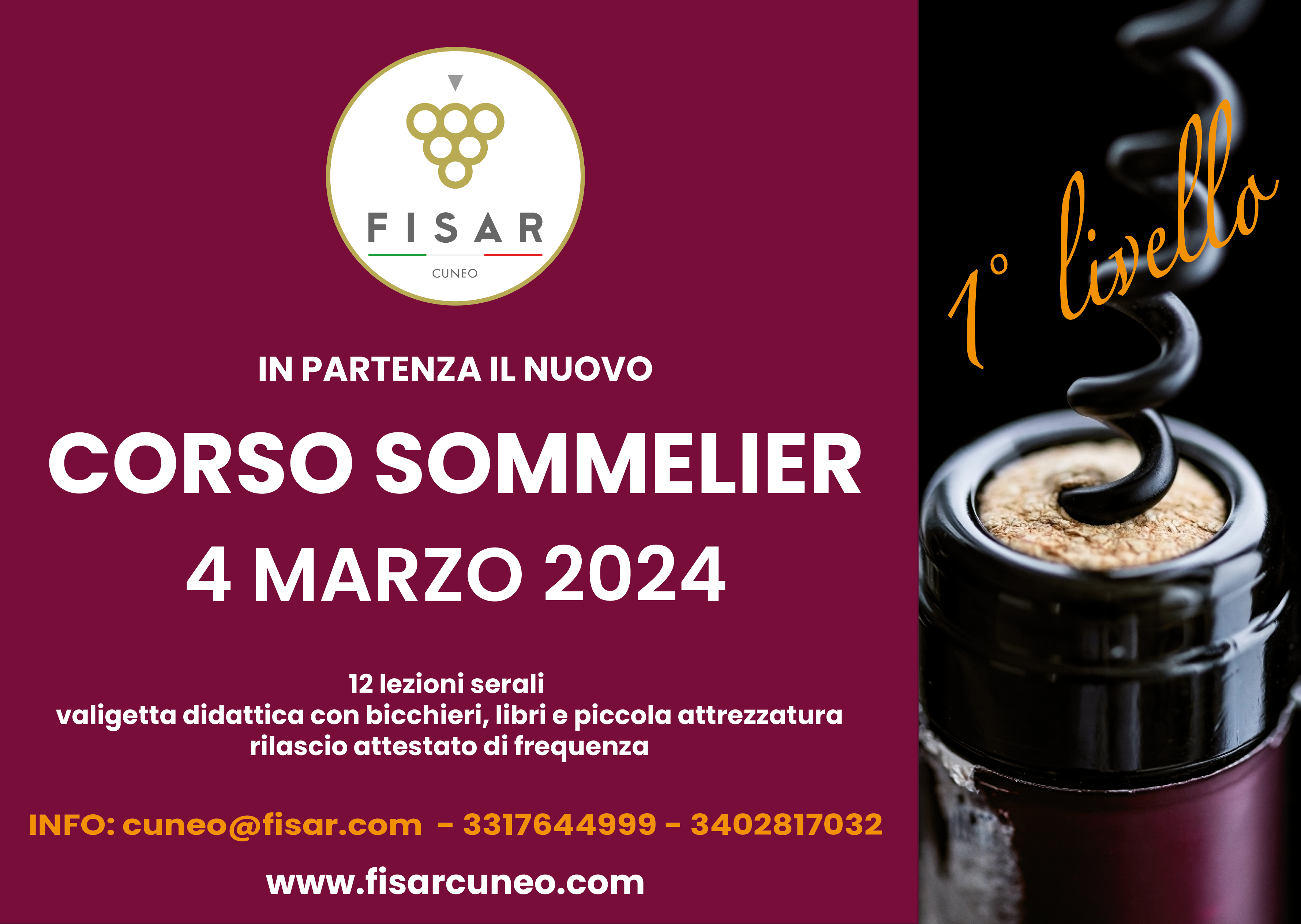 4/3 –  “Corso Sommelier Primo Livello” 