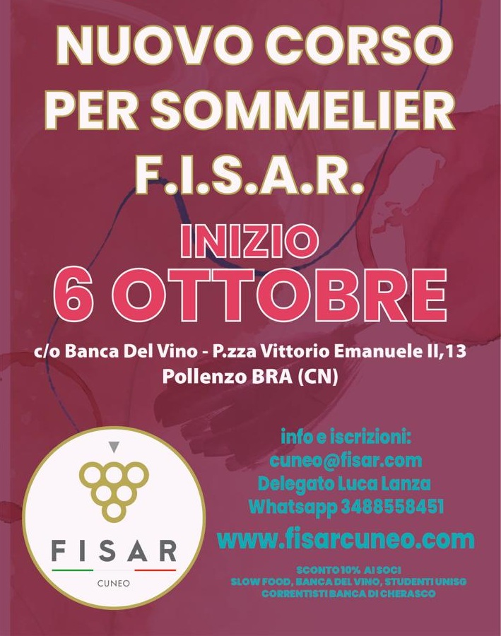 Nuovo corso Sommelier F.I.S.A.R. Cuneo, nel distretto di Pollenzo